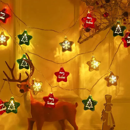 Santa Claus Star Cloud Rainbow Rocket String Lights