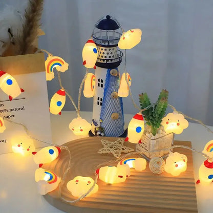 Santa Claus Star Cloud Rainbow Rocket String Lights