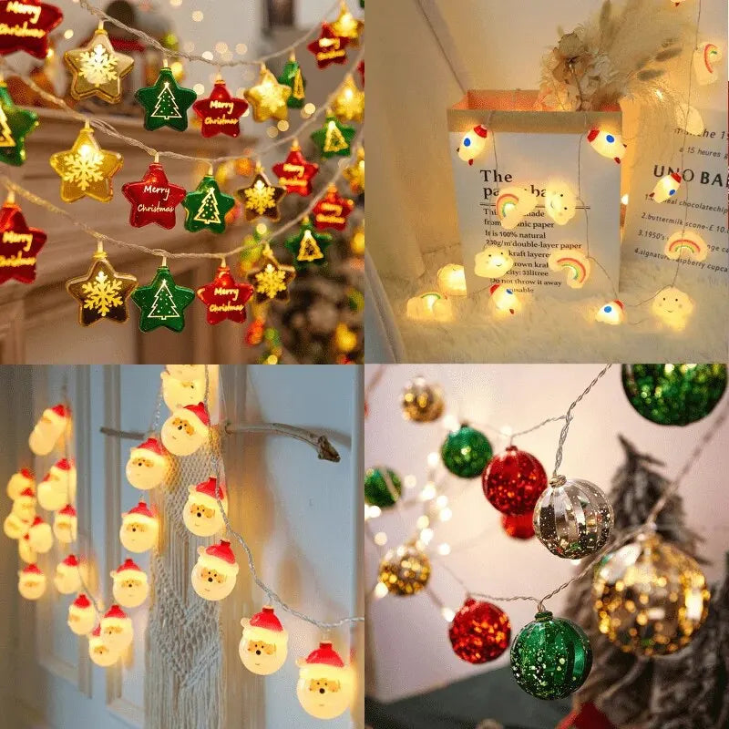 Santa Claus Star Cloud Rainbow Rocket String Lights