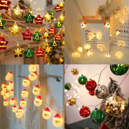 Santa Claus Star Cloud Rainbow Rocket String Lights